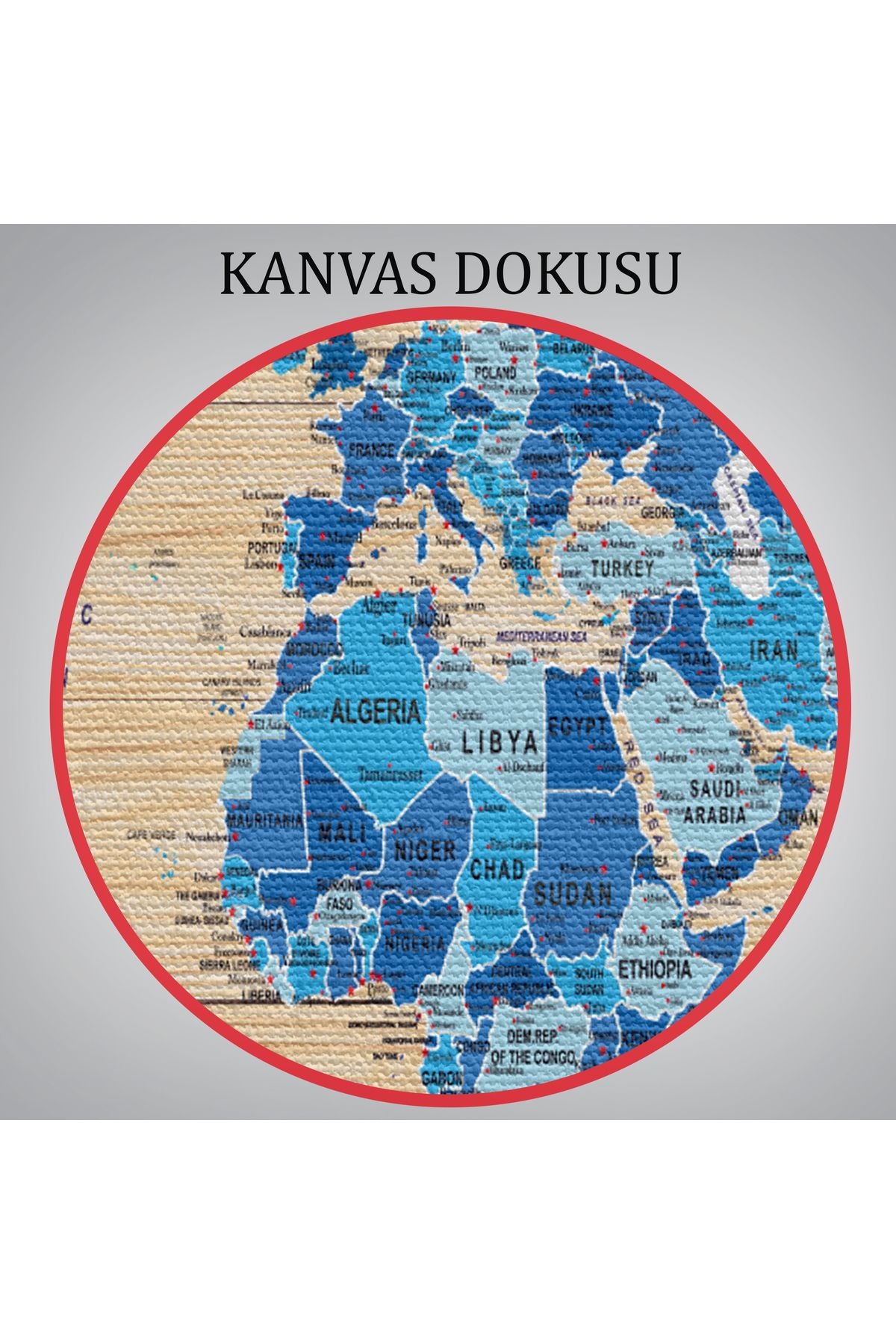 Ahşap Görünümlü Dünya Haritası Ayrıntılı ve Dekoratif Kanvas Tablo 1788
