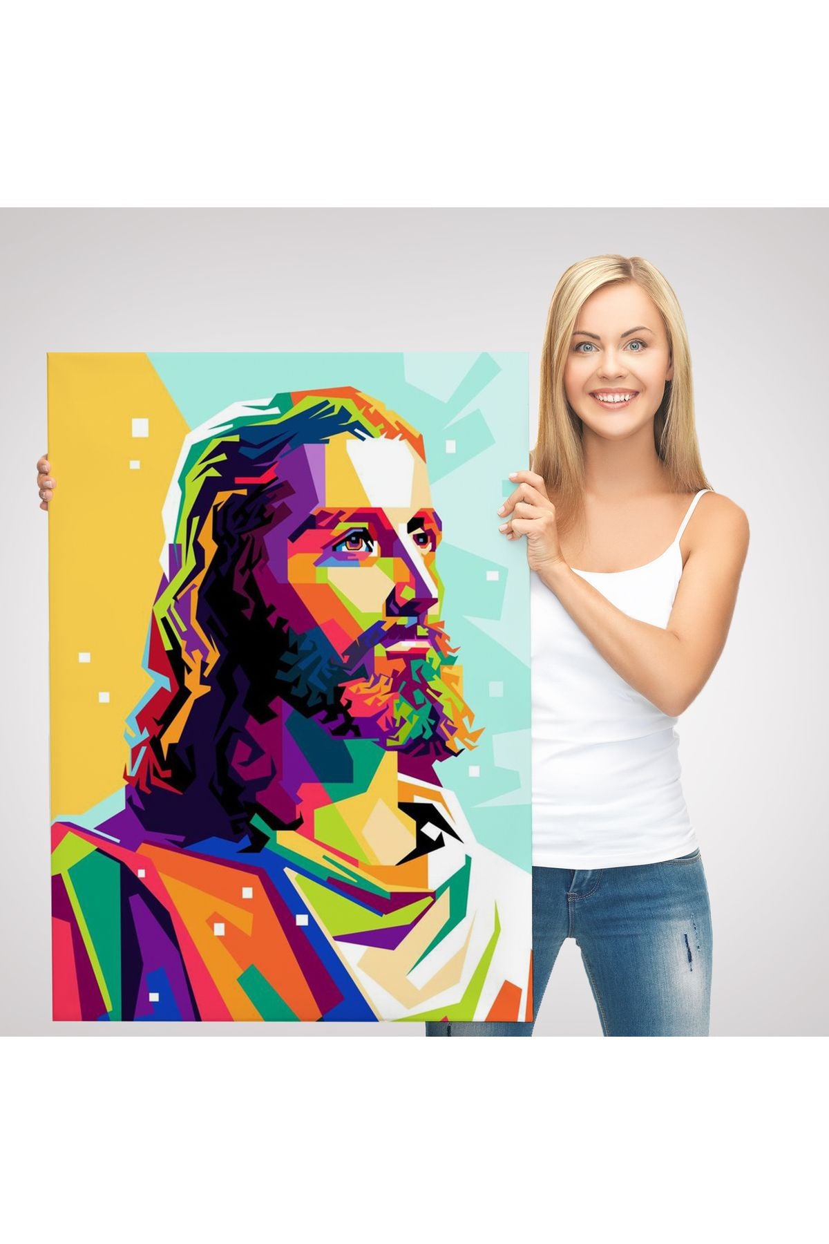 Renkli İsa Mesih Duvar Tablosu, Jesus Christ-6343