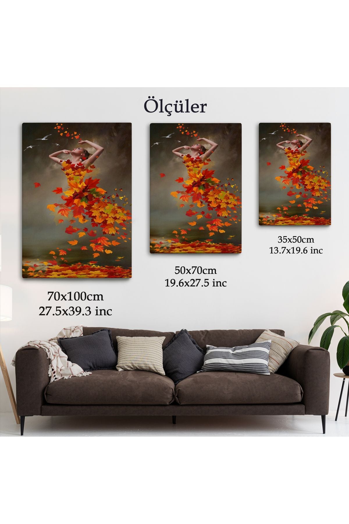 Yaprak Elbiseli Kadın Tablosu-6272