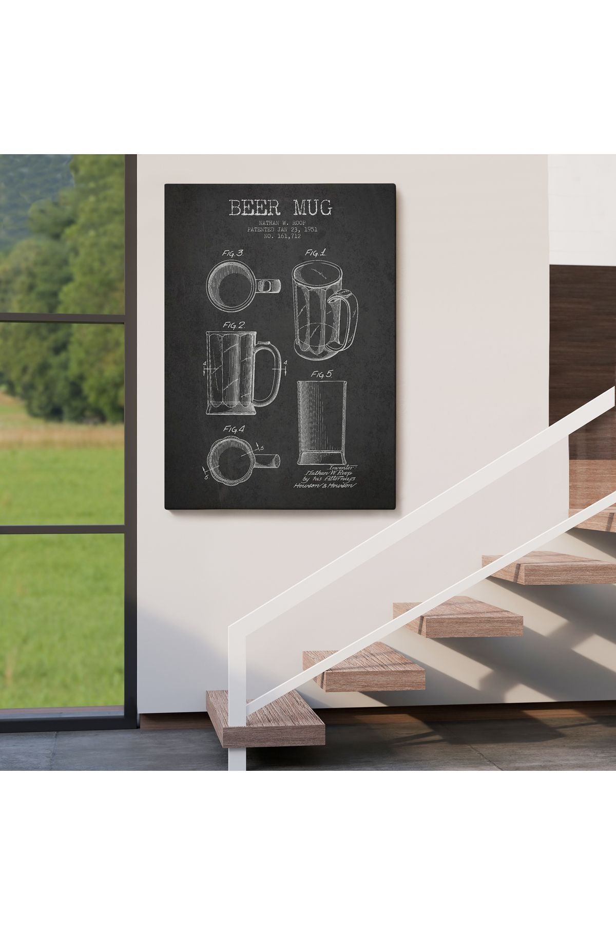 1951 tarihli Bira Bardağı Patent Çizimi Dekoratif Kanvas Duvar Tablosu-5213