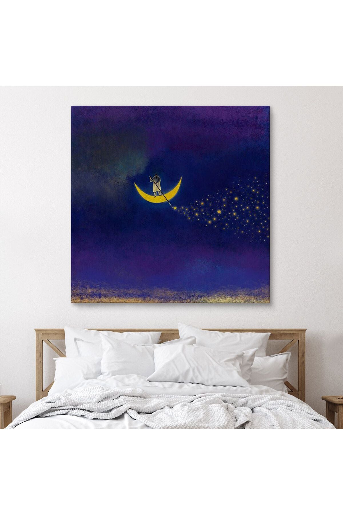Ay'dan Yıldız Saçan Adam Kanvas Tablo-5849