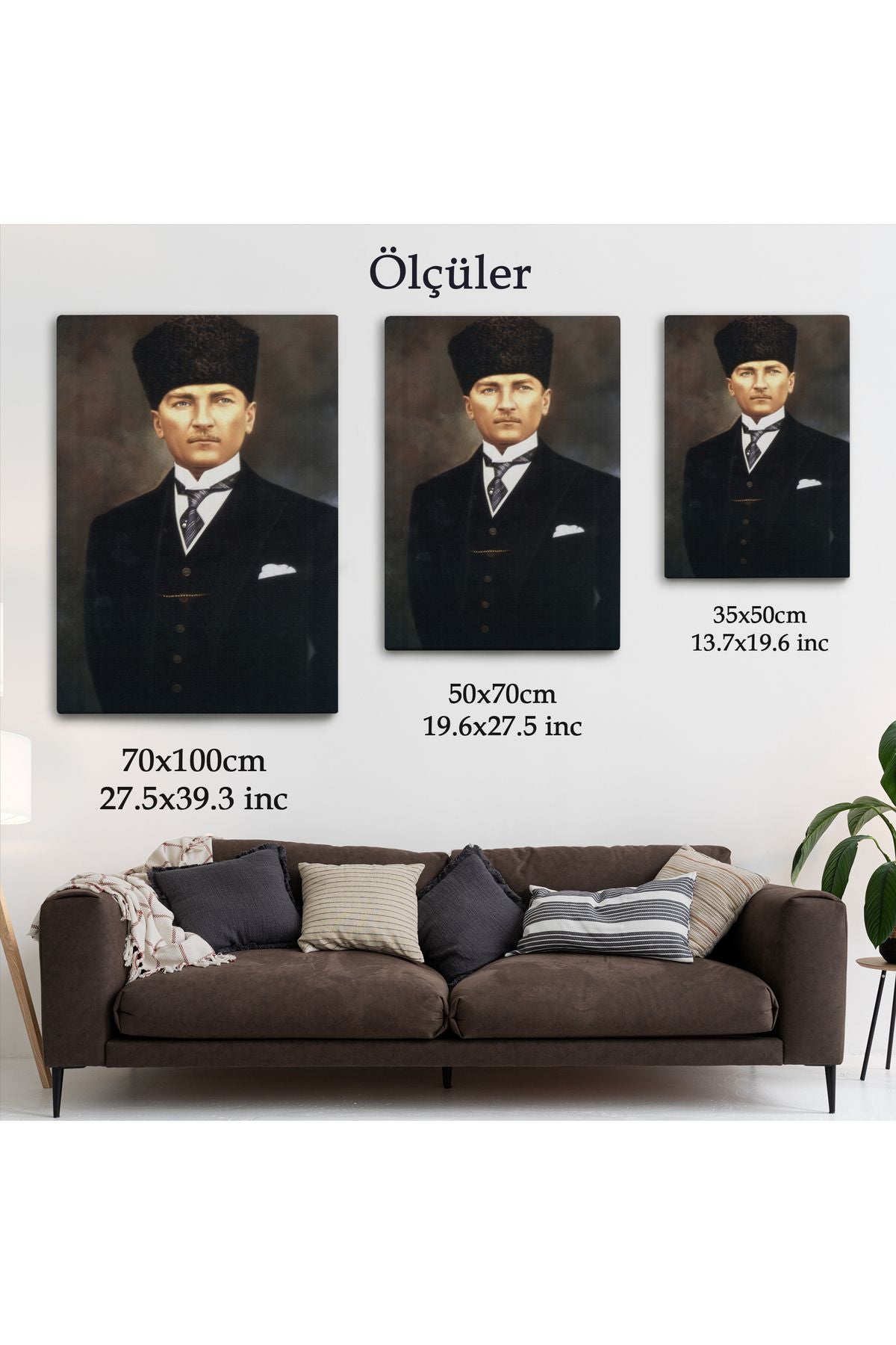 Atatürk Portre Tablosu Mustafa Kemal Atatürk Dikdörtgen Dekoratif Kanvas Tablo-CÖ-65