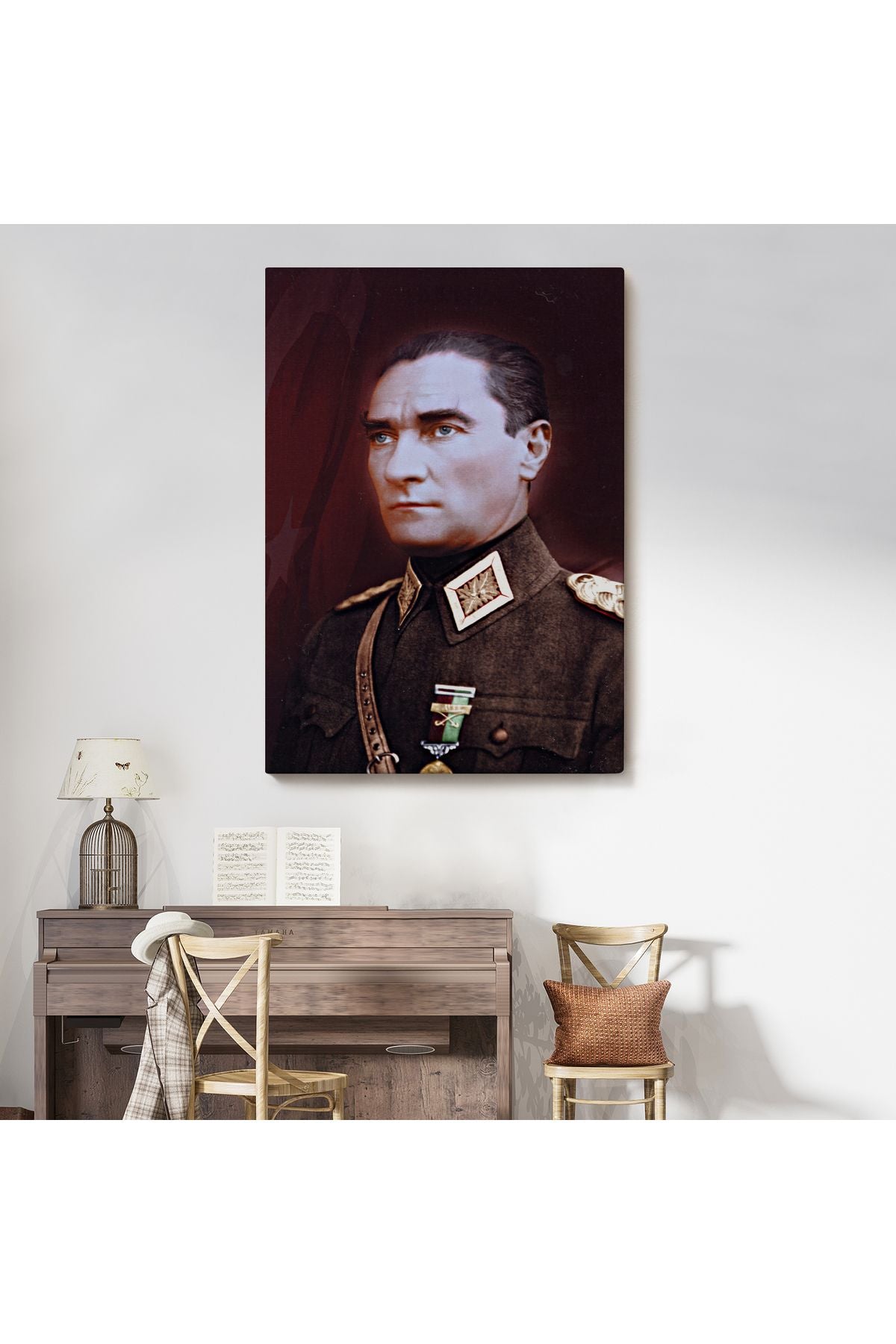 Atatürk Portre Tablosu Mustafa Kemal Atatürk Dikdörtgen Dekoratif Kanvas Tablo-CP-67