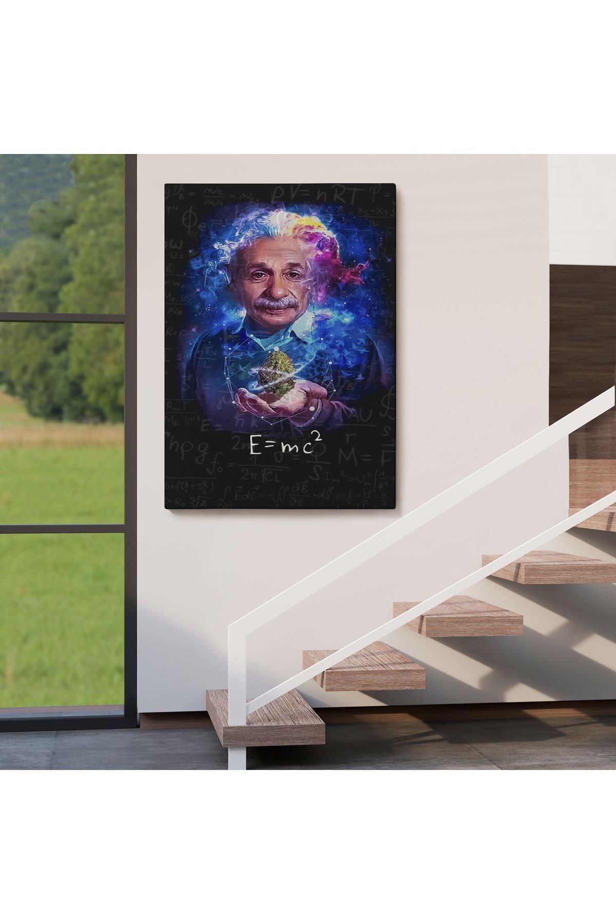 Albert Einstein E=mc2 Kanvas Tablo, Matematik Öğretmeninin Hediyesi-5244