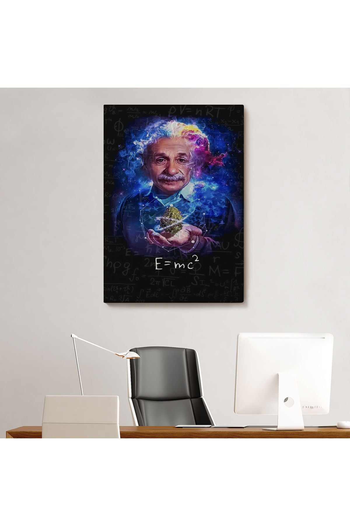 Albert Einstein E=mc2 Kanvas Tablo, Matematik Öğretmeninin Hediyesi-5244
