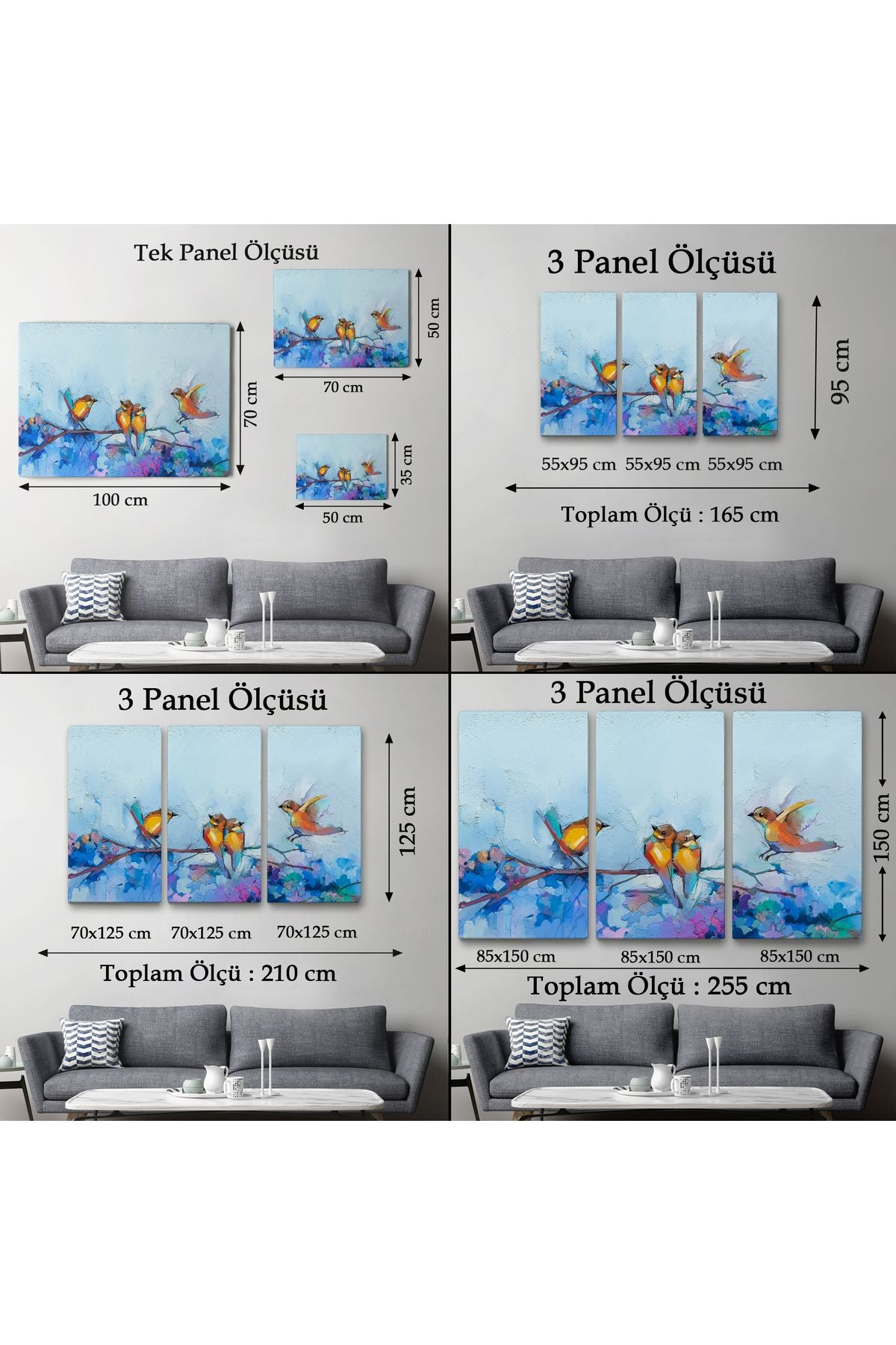 Bahar ve Kuşlar Manzaralı Dekoratif Duvar Tablosu-3529