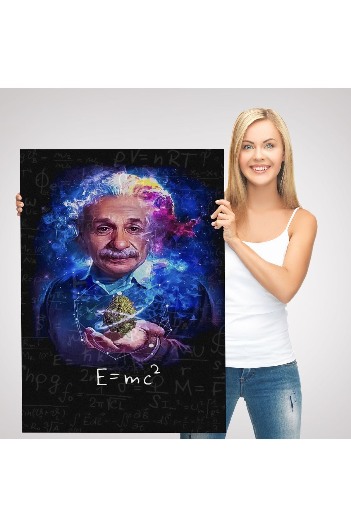 Albert Einstein E=mc2 Kanvas Tablo, Matematik Öğretmeninin Hediyesi-5244