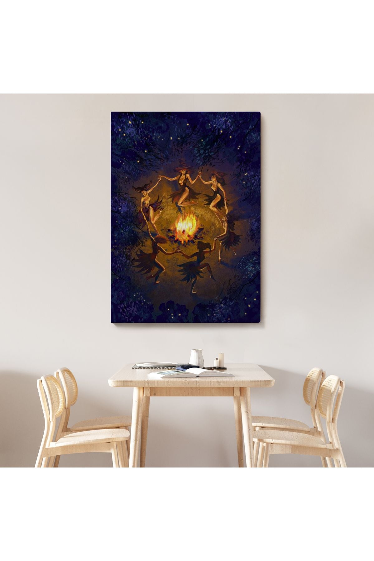 Şabat Ayini Yapan Cadıların Ateş Etrafındaki Dans Tablosu-6354