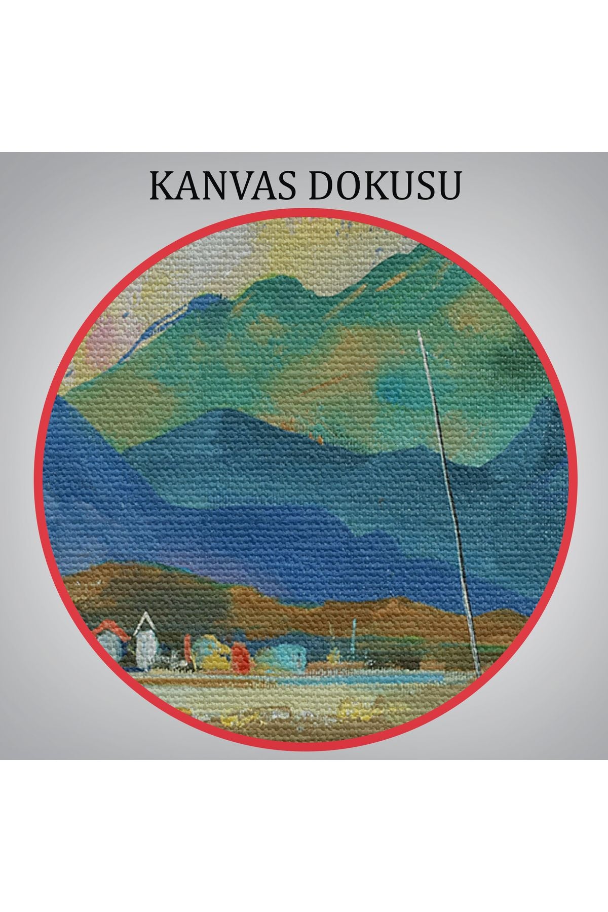 Kazakistan da Bir Göçebe Çadırı Yağlıboya Görünüm Dekoratif Kanvas Duvar Tablosu-3601