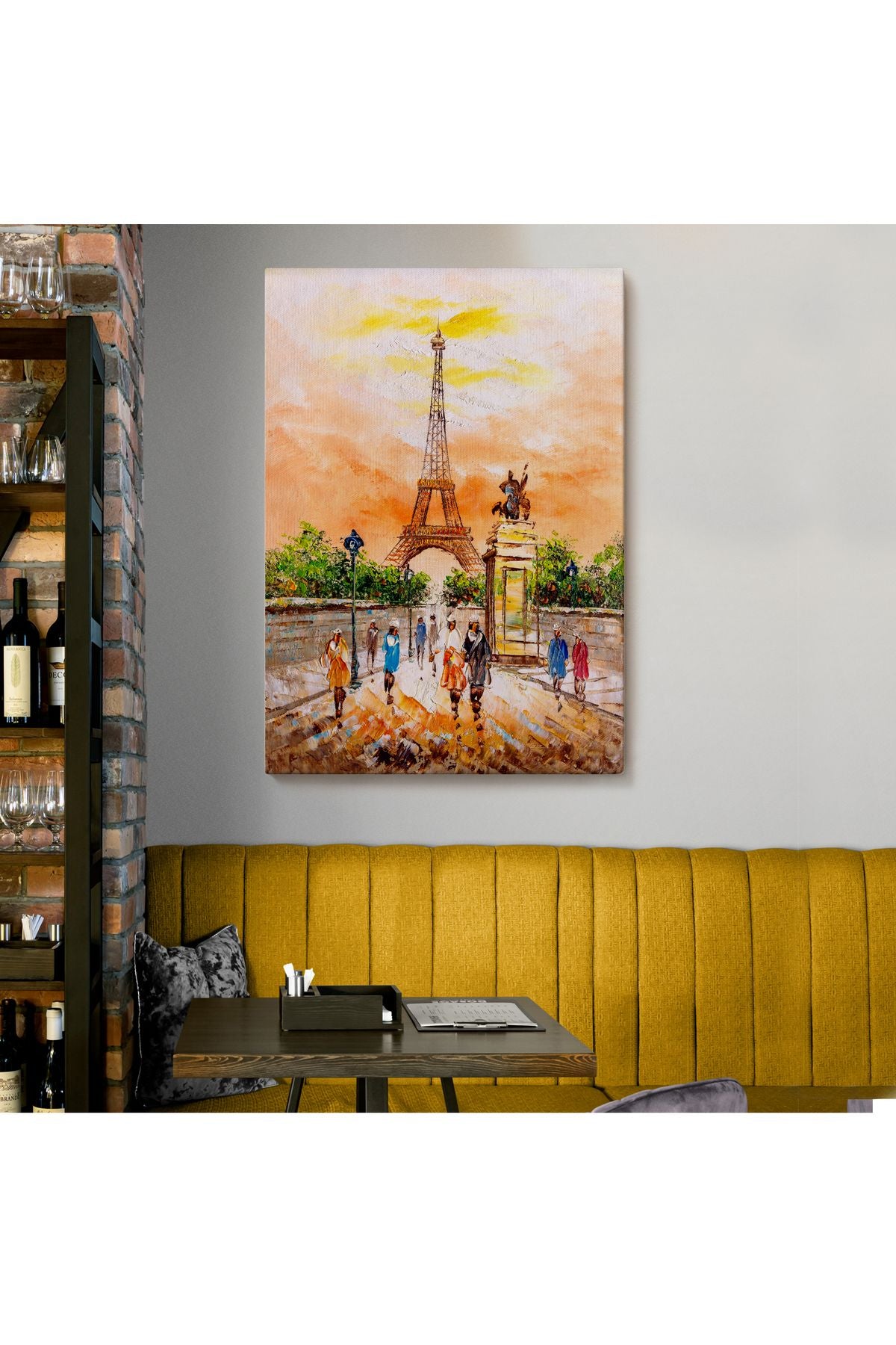 Eyfel Kulesi Manzaralı Yağlıboya Görünüm Dekoratif Kanvas Duvar Tablosu-5929