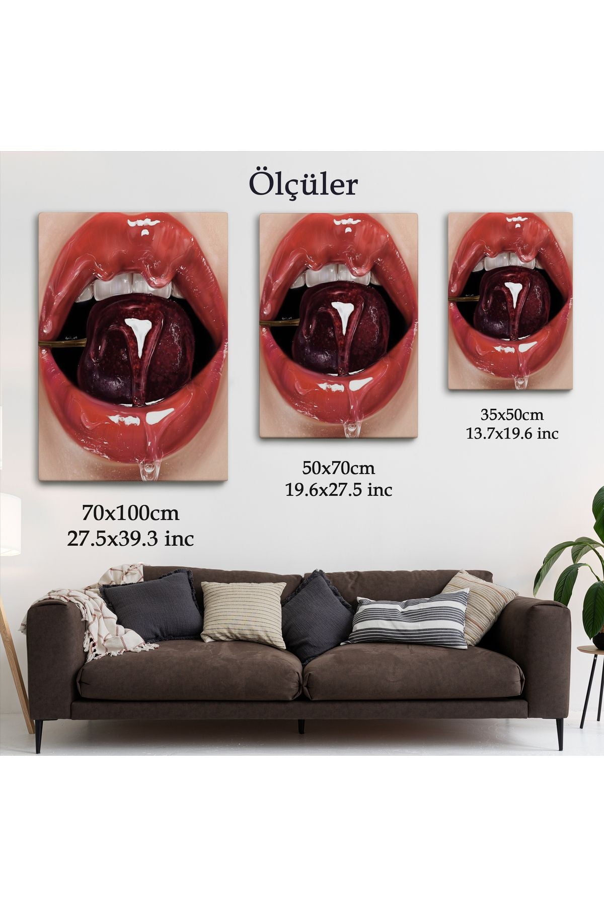 Ağzındaki Kiraz Seksi Dudaklar Duvar Tablosu-6155