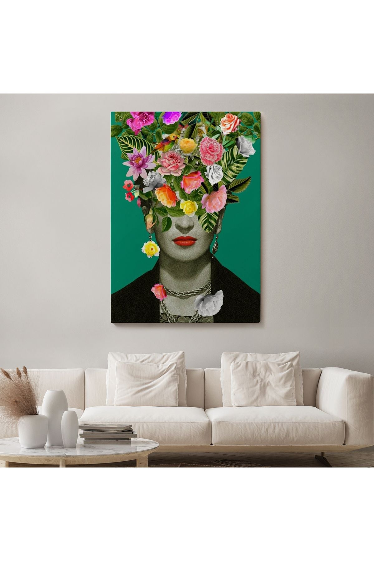 Çiçek Başlı Ünlü Ressam Portresi Kanvas Tablo-5131