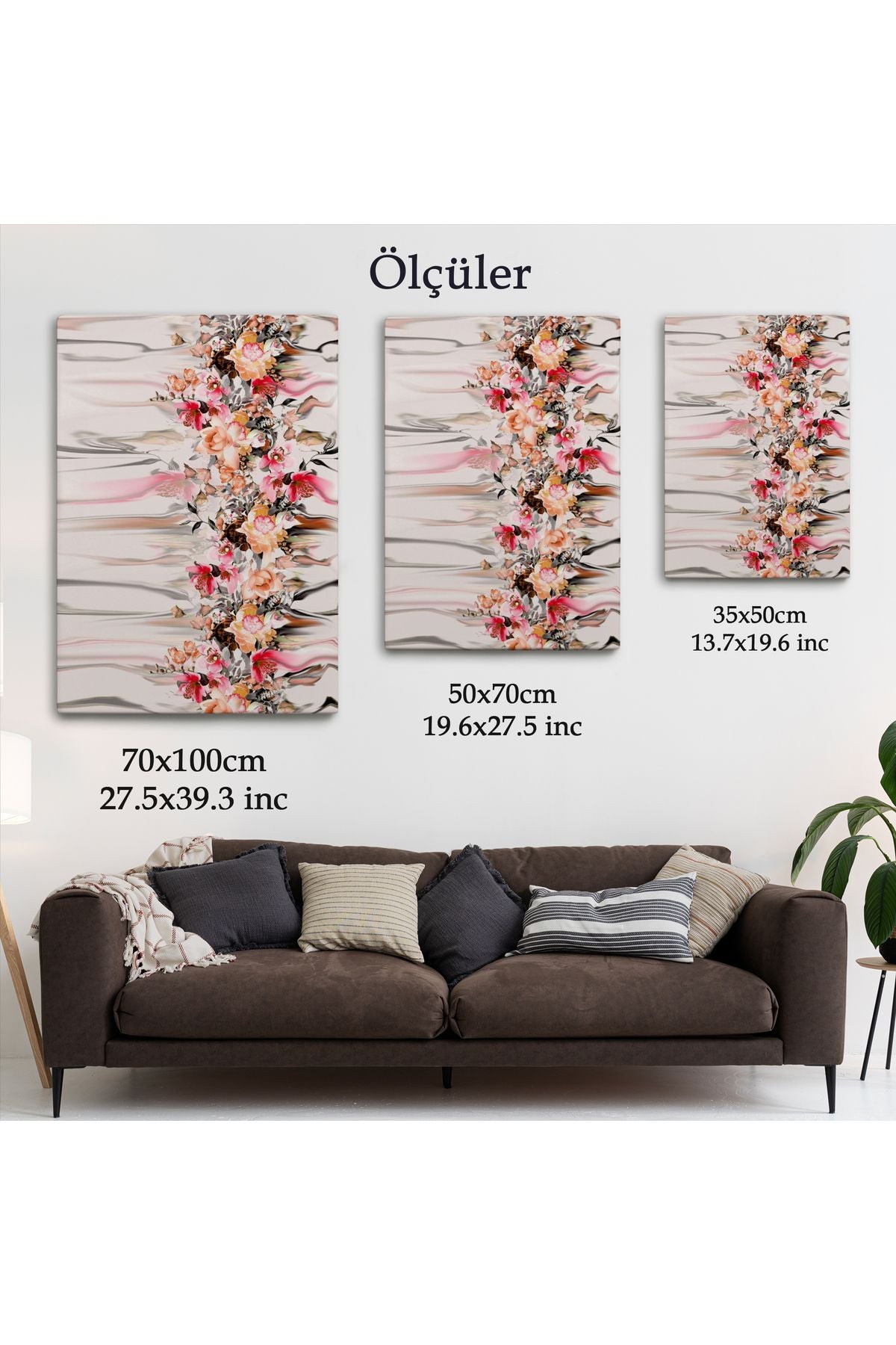 Renkli Çiçek Desenli Dekoratif Duvar Tablosu-6282