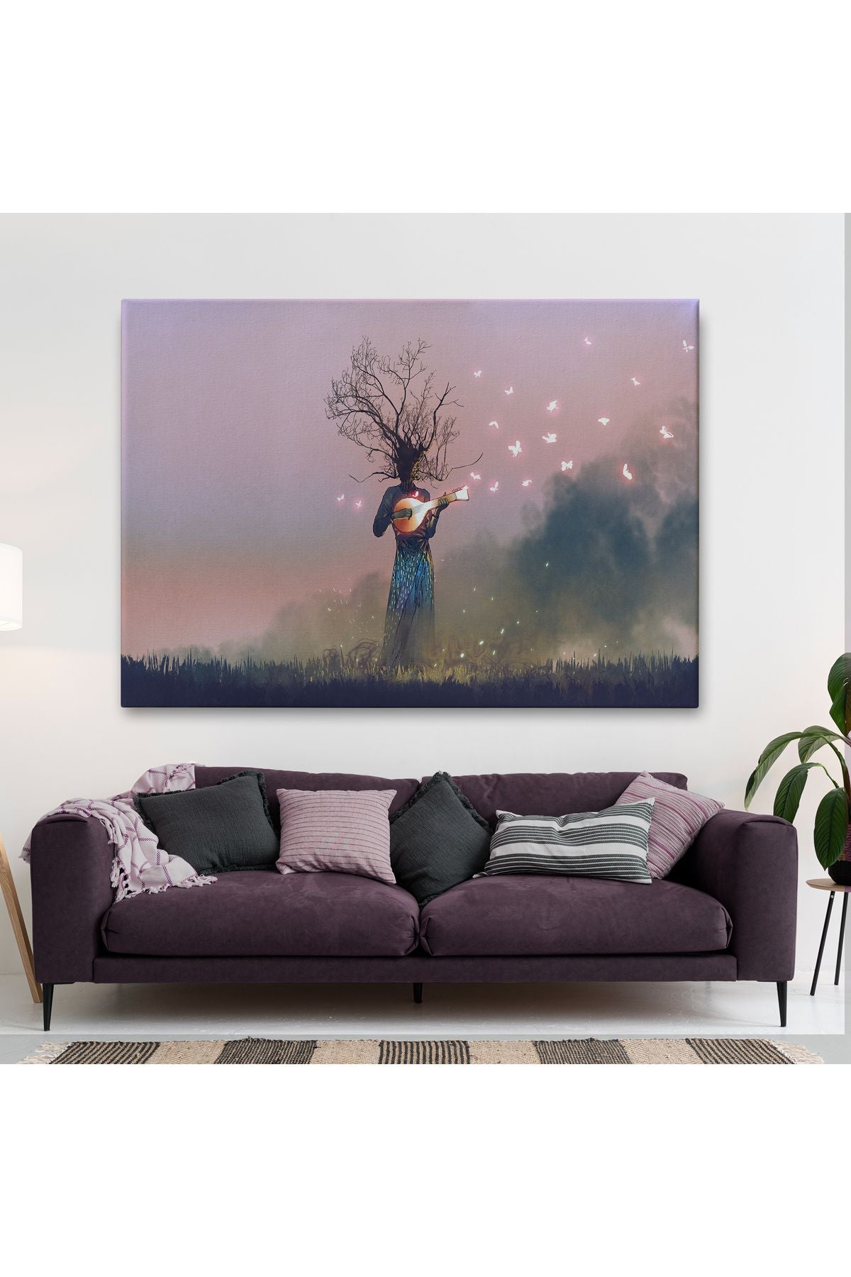 YB Geceyarısı Ud Çalan Kadın Kanvas Tablo-3593