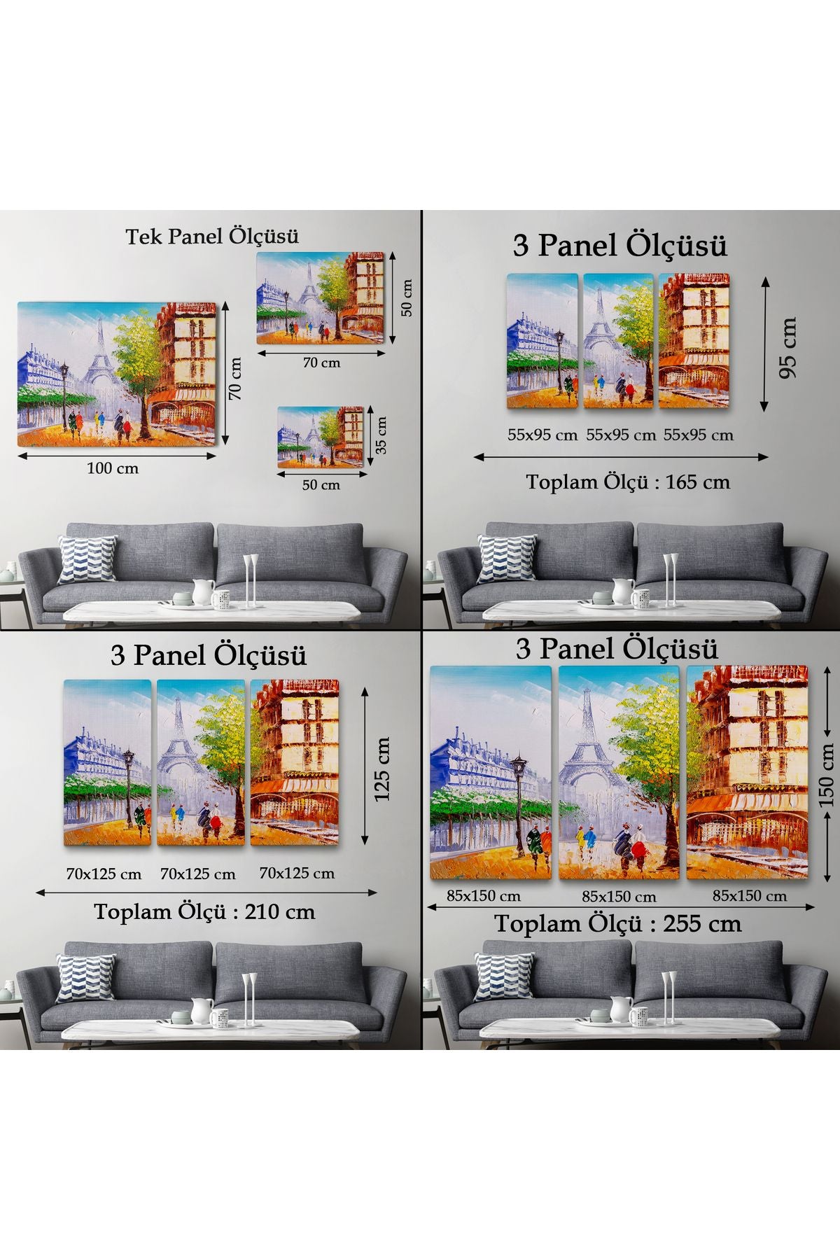 Eyfel Kulesi Manzaralı Yağlıboya Görünüm Dekoratif Kanvas Duvar Tablosu-3484