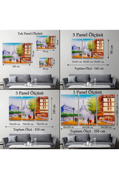 Eyfel Kulesi Manzaralı Yağlıboya Görünüm Dekoratif Kanvas Duvar Tablosu-3484