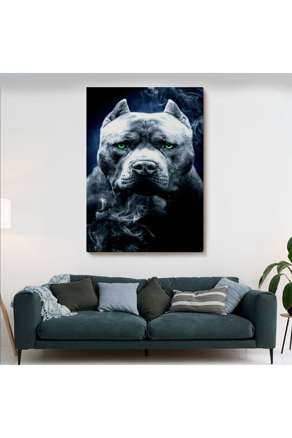 Pit Bull Yeşil Gözlü Amerikan Bully Köpek Kanvas Tablo-5259