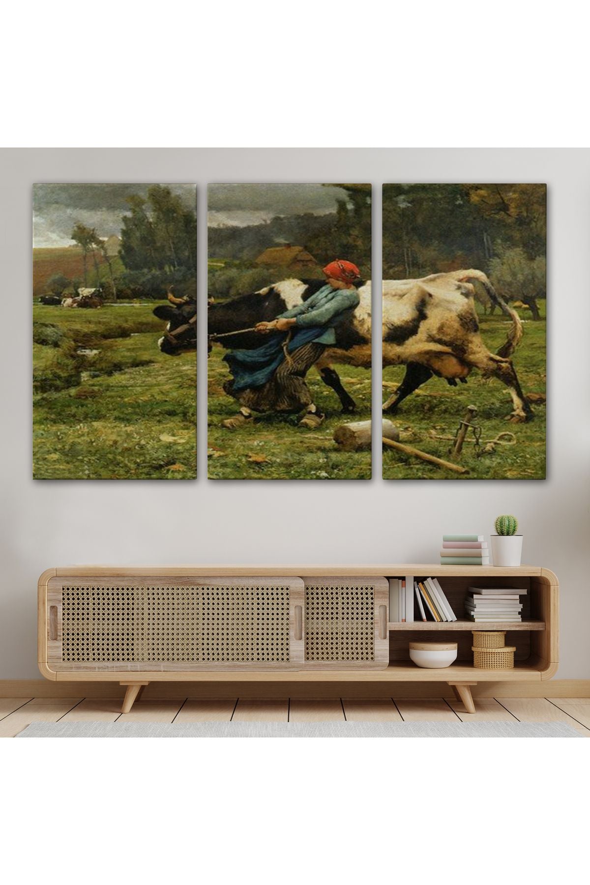 MLT Brnd product092 İneği  Çeken Köylü Kızı Duvar Tablosu-6522