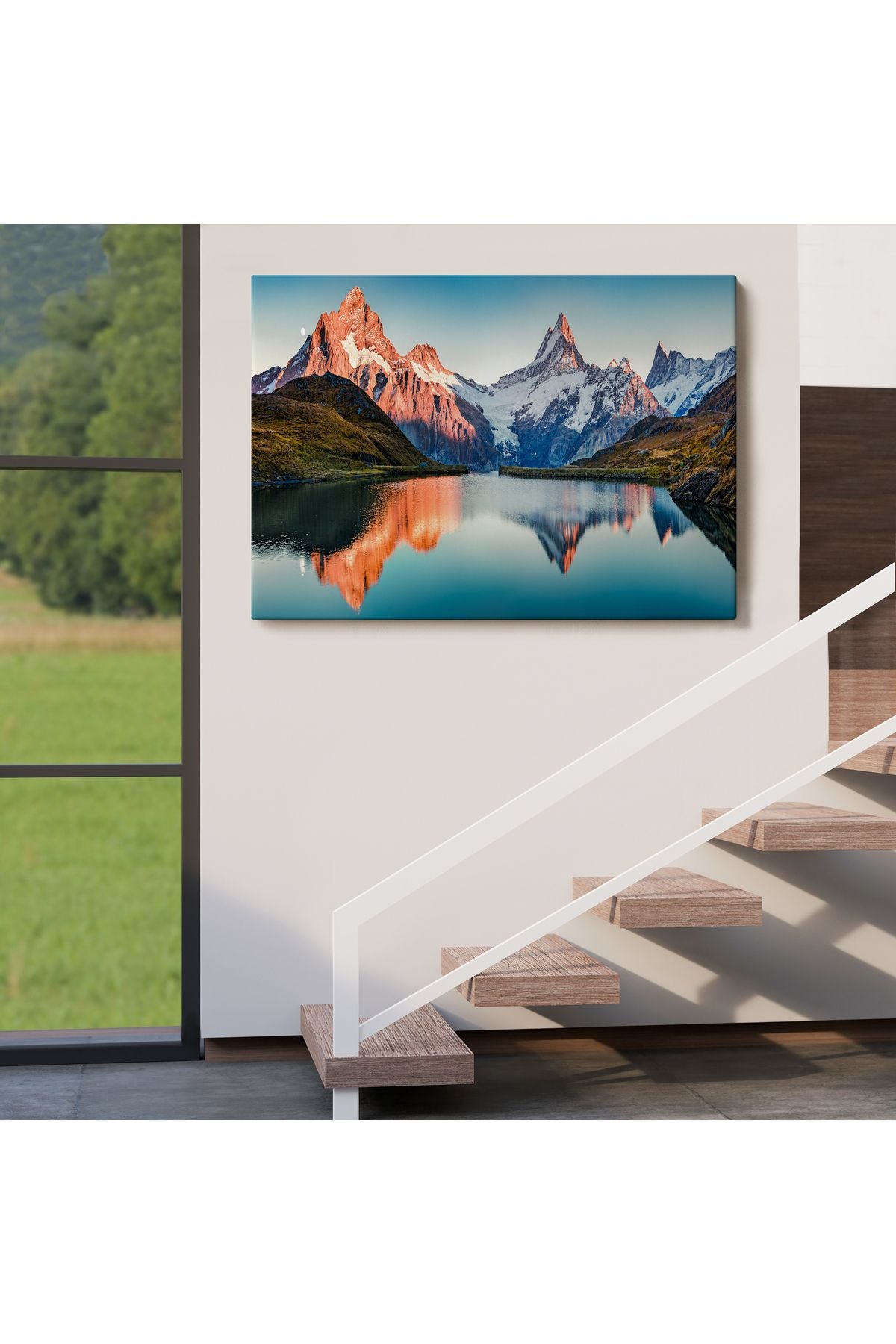 Bachalpsee Gölü ve İsviçre Alpleri Dekoratif Kanvas Duvar Tablosu-3624