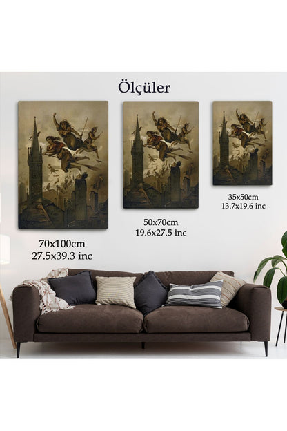 Kasabanın Üzerinde Uçan Çadılar Tablosu, Witches Halloween-6358