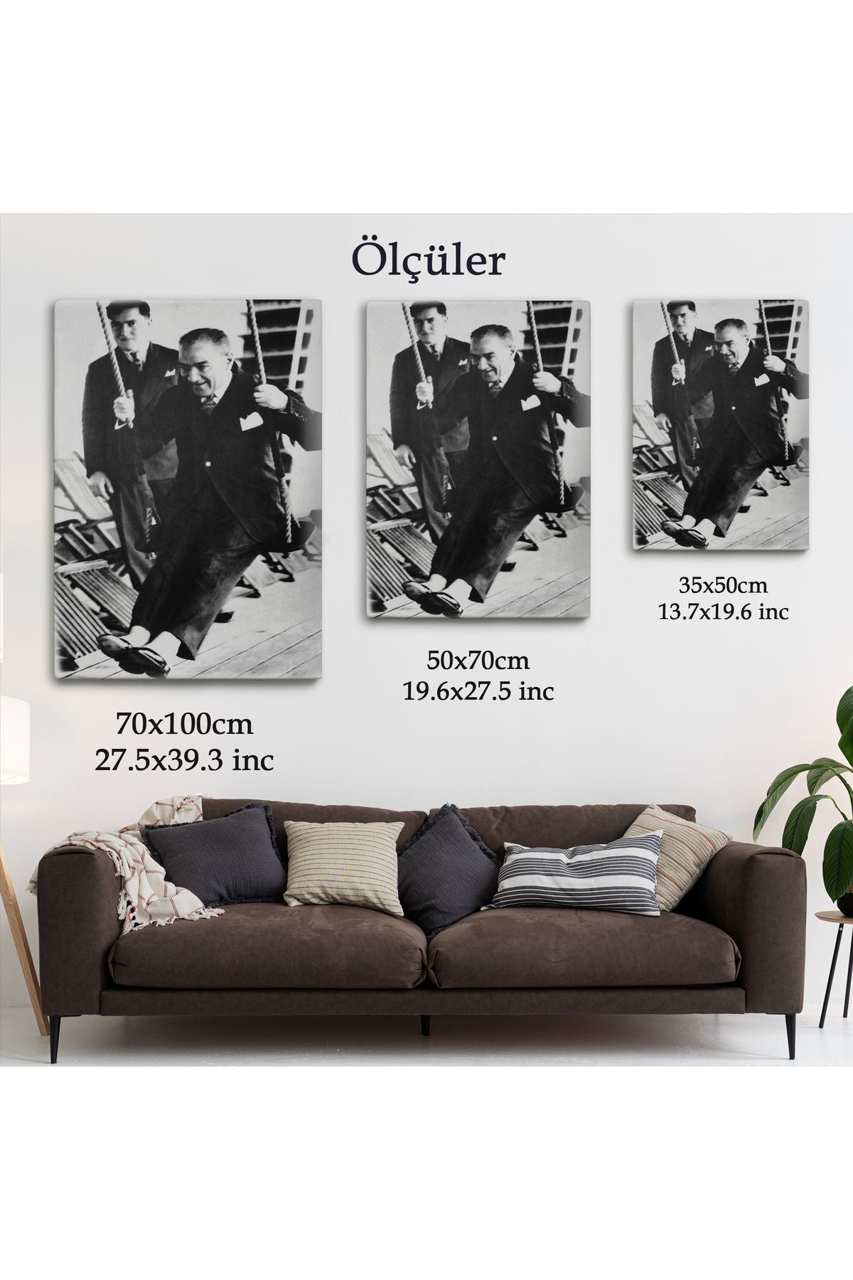 Atatürk Portre Tablosu Mustafa Kemal Atatürk Dikdörtgen Dekoratif Kanvas Tablo-FÜ-146