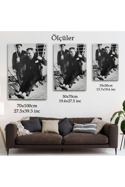 Atatürk Portre Tablosu Mustafa Kemal Atatürk Dikdörtgen Dekoratif Kanvas Tablo-FÜ-146