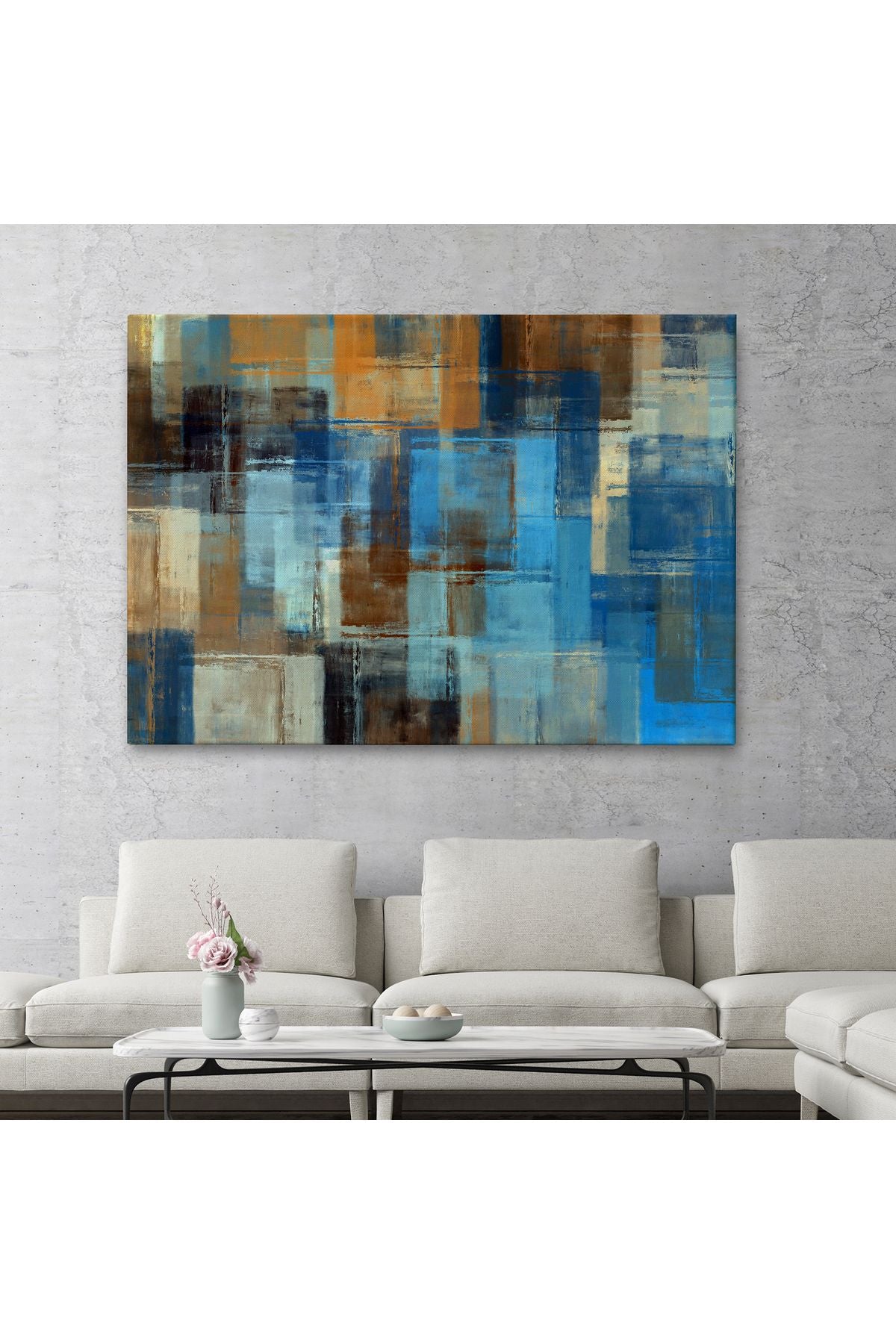 Soyut Yağlıboya Görünüm Dekoratif Kanvas Duvar Tablosu-3449