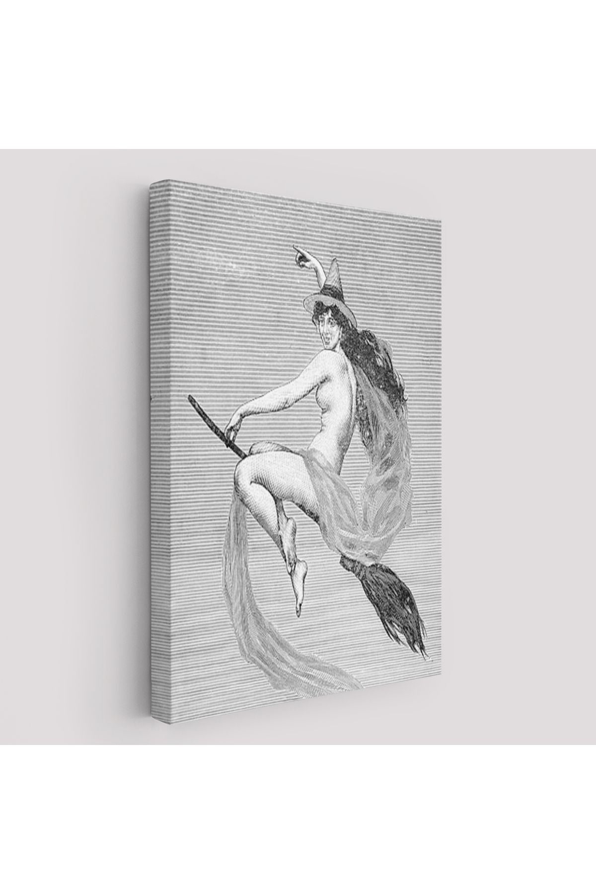 HG Süpürgedeki Cadı, Gotik Sanat Çıplak Cadı Duvar Tablosu-5190