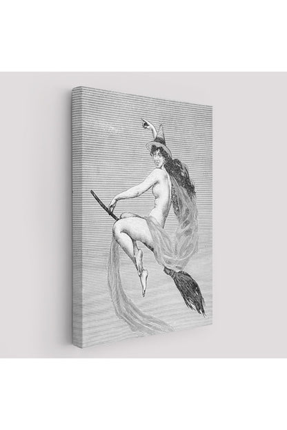 HG Süpürgedeki Cadı, Gotik Sanat Çıplak Cadı Duvar Tablosu-5190