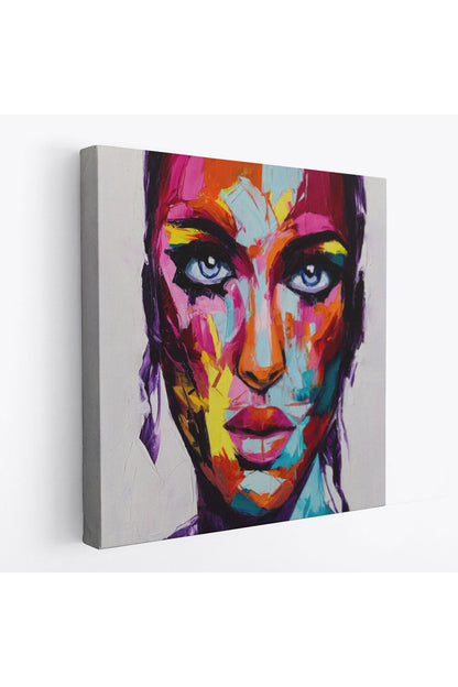 Soyut Renkli Kadın Yağlıboya Görünüm Dekoratif Kanvas Duvar Tablosu-5836