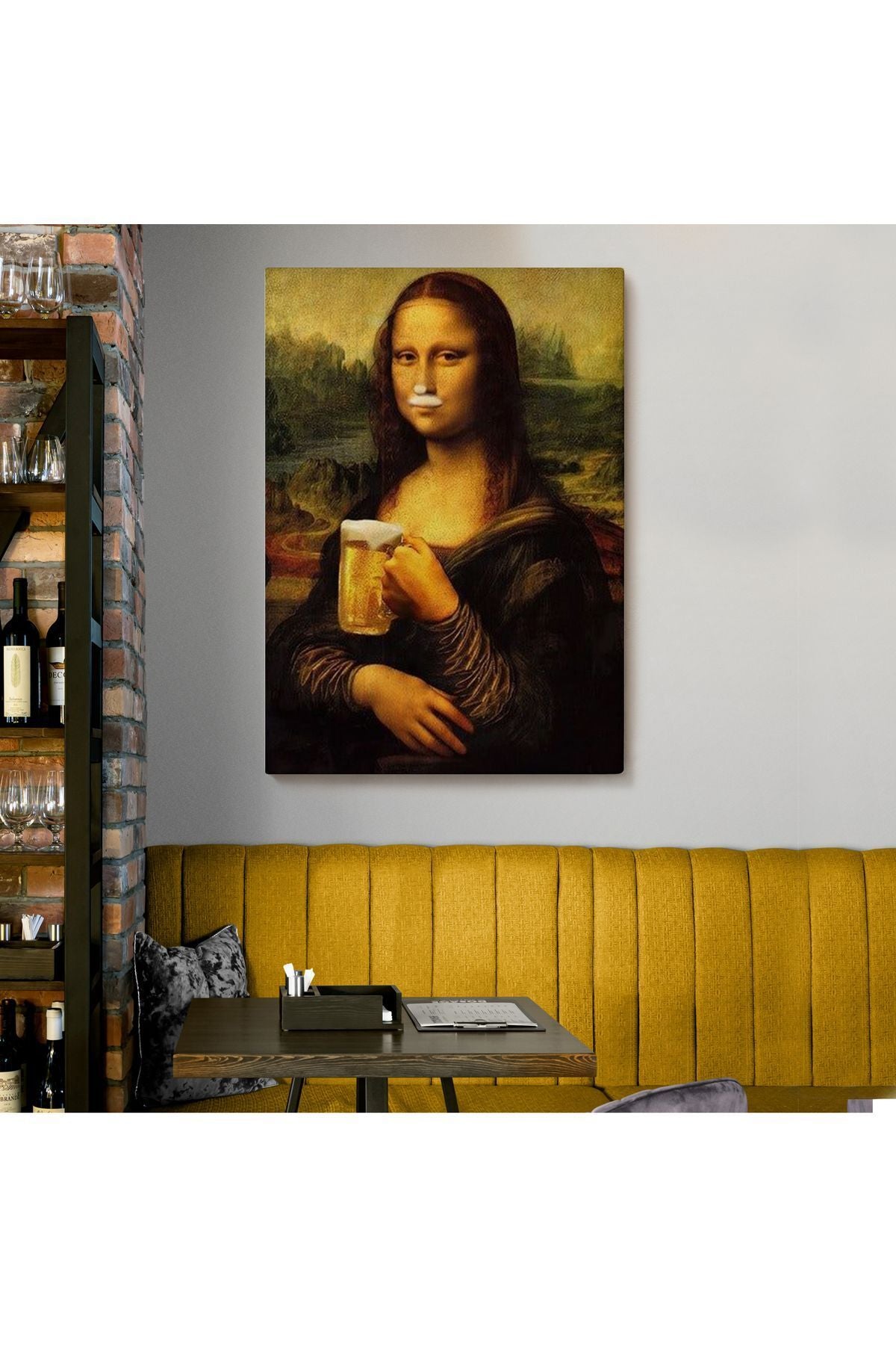 Bira İçme Mona Lisa Kanvas Tablo, Olağandışı Mona Lisa Kanvas Tablo-5219
