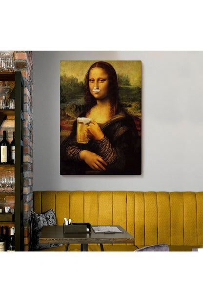 Bira İçme Mona Lisa Kanvas Tablo, Olağandışı Mona Lisa Kanvas Tablo-5219
