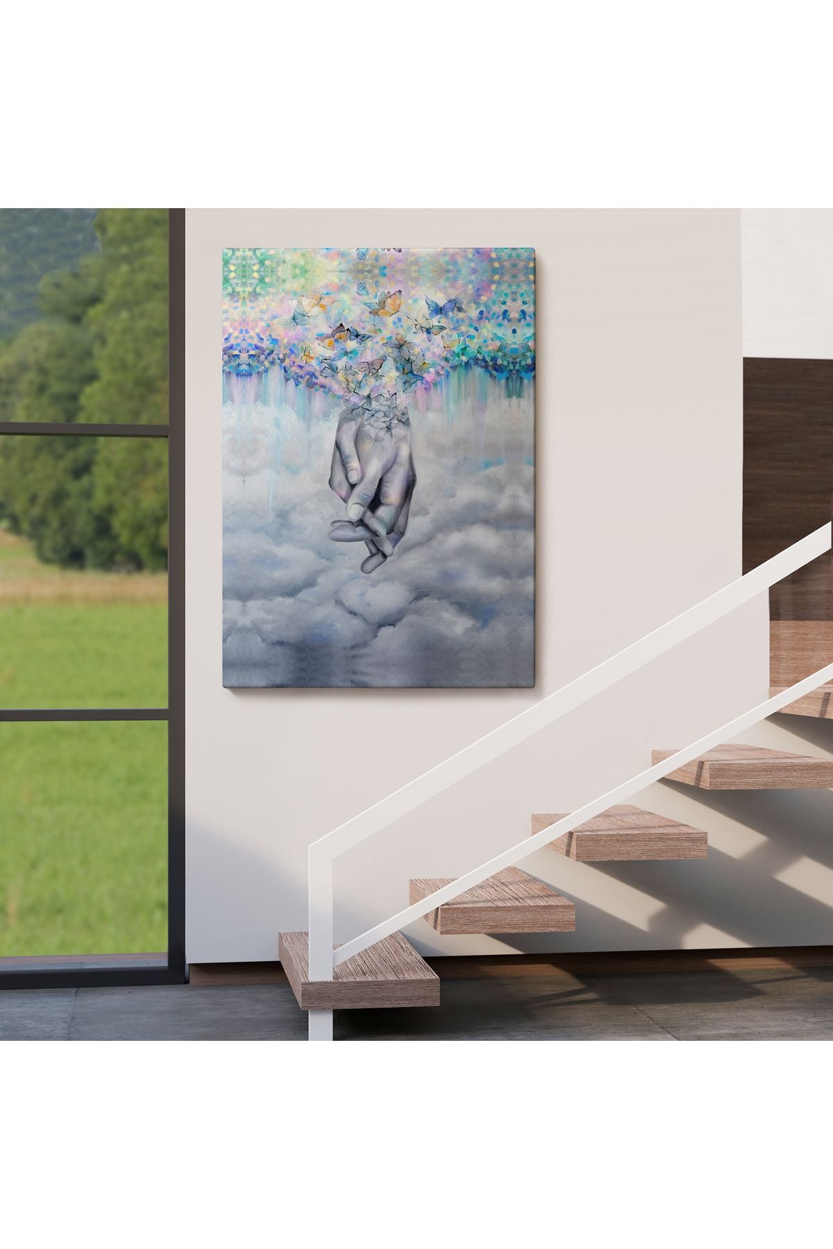 Sürrealist Kadın Ve Erkek Elleri Yağlıboya Görünüm Dekoratif Kanvas Duvar Tablosu-5951