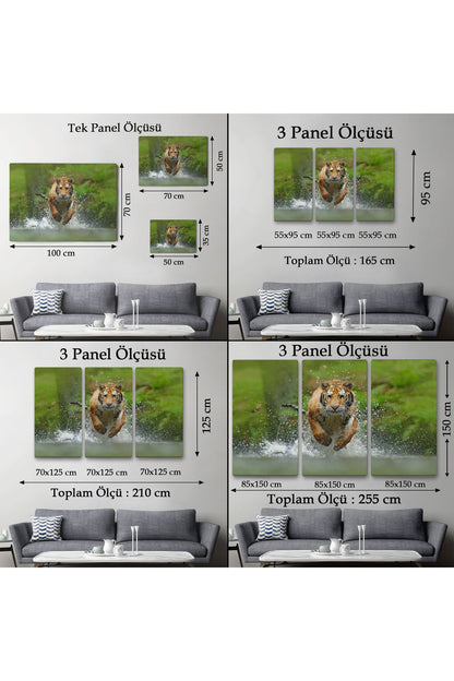 Koşan Kaplan Dekoratif Kanvas Tablo 1142