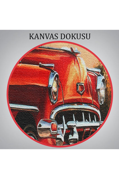 Kırmızı Klasik Araba Tablosu-6608