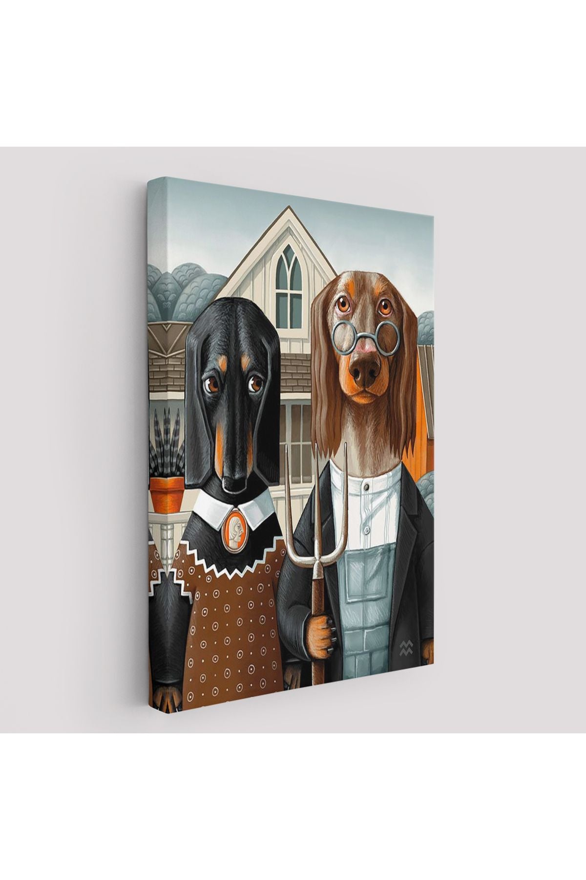 Amerikan Gotik Klasiği Köpekler Tablosu-6012