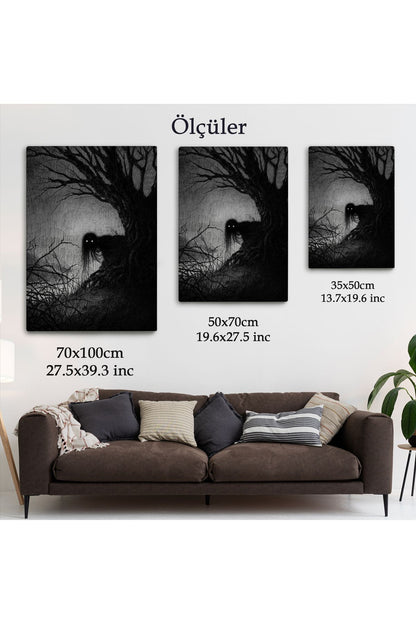 Karanlık İçindeki Korkunç Bir Çift Göz Tablosu-6288