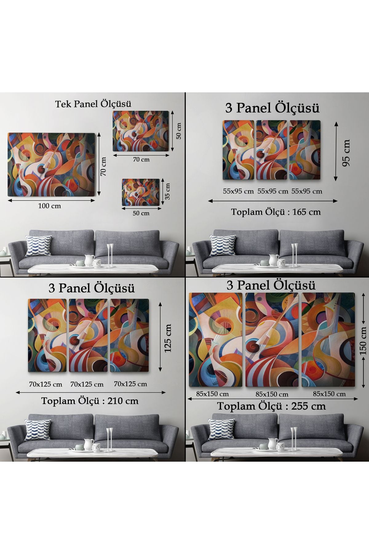 arg001 seri Müzik Temalı Soyut Yağlıboya Görünüm Dekoratif Kanvas Tablo-3705