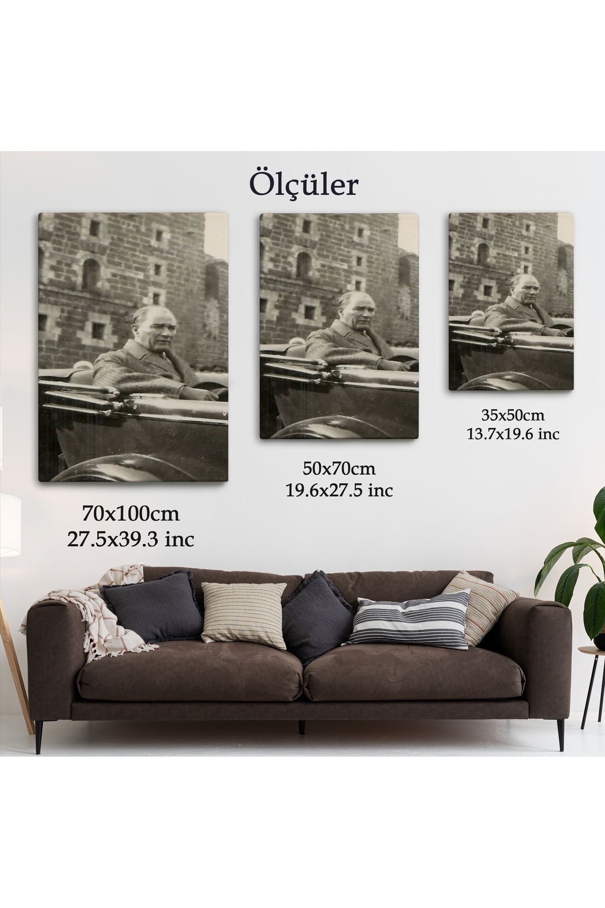 Atatürk Portre Tablosu Mustafa Kemal Atatürk Dikdörtgen Dekoratif Kanvas Tablo-FJ-134