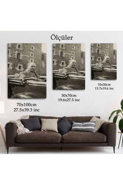 Atatürk Portre Tablosu Mustafa Kemal Atatürk Dikdörtgen Dekoratif Kanvas Tablo-FJ-134