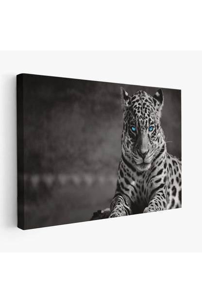 Mavi Gözlü Leopar Dekoratif Kanvas Tablo 1162