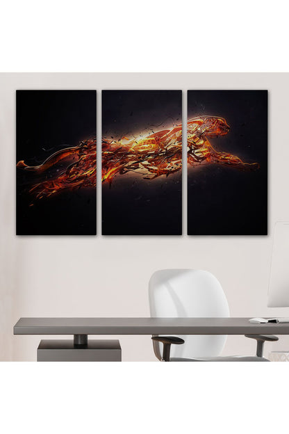 Altın Renkli Koşan Çita Kanvas Tablo, Hayvan Duvar Sanatı, Büyük Kanvas Tablo-5380