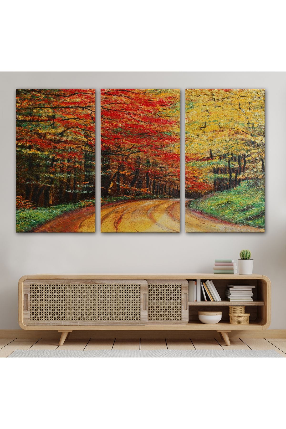Orman Yolu Yağlıboya Görünüm Dekoratif Kanvas Duvar Tablosu-3764