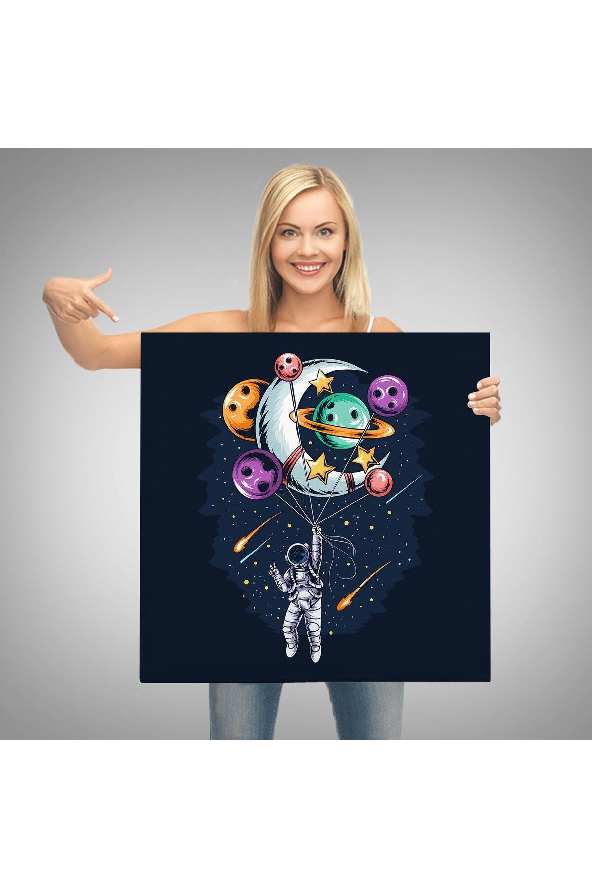 Ay ve Gezegenler İle Uçan Astronot Tablo-5097