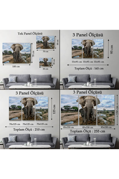 Fil ve Yavruları Dekoratif Kanvas Tablo 1134