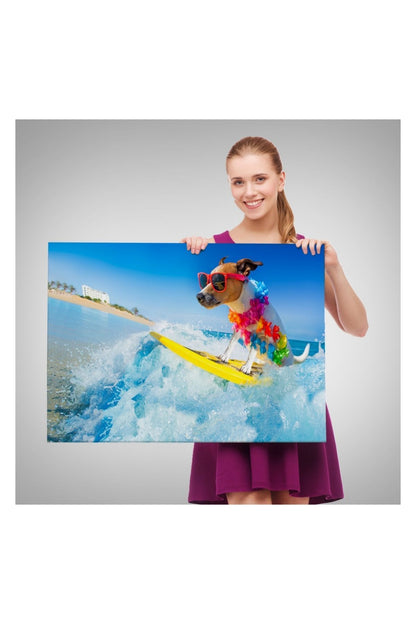 Kanvas Tablo, Duvar Dekoru, Su Kayağı Yapan Köpek, Hayvan Temalı 1155 BUNGKNV