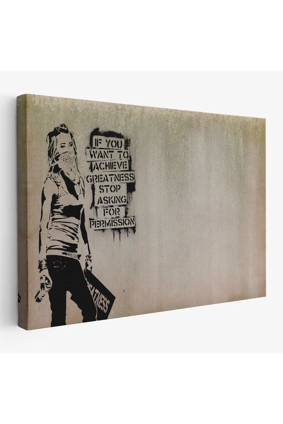 Banksy, Büyük İşler Yapmak İstiyorsanız İzin İstemeyi Bırakın Yazan Tablo-5003