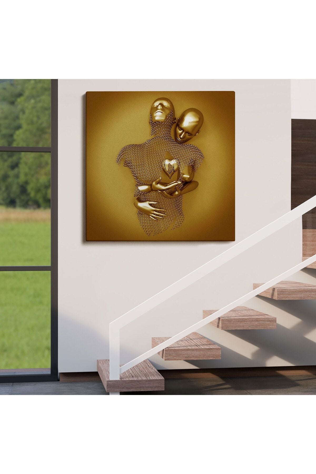 Romantik Beden, Aşk Sanatı, Altın Duvar Dekoru, 3D Efektli Altın İnsan-5366