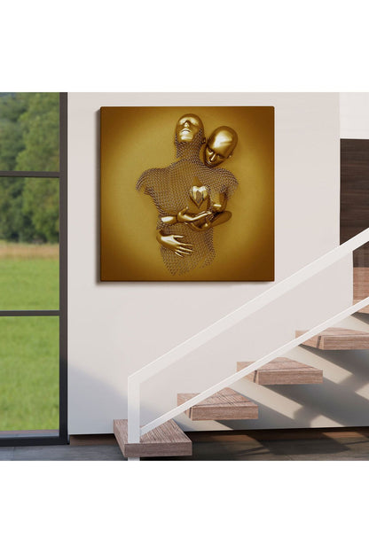 Romantik Beden, Aşk Sanatı, Altın Duvar Dekoru, 3D Efektli Altın İnsan-5366