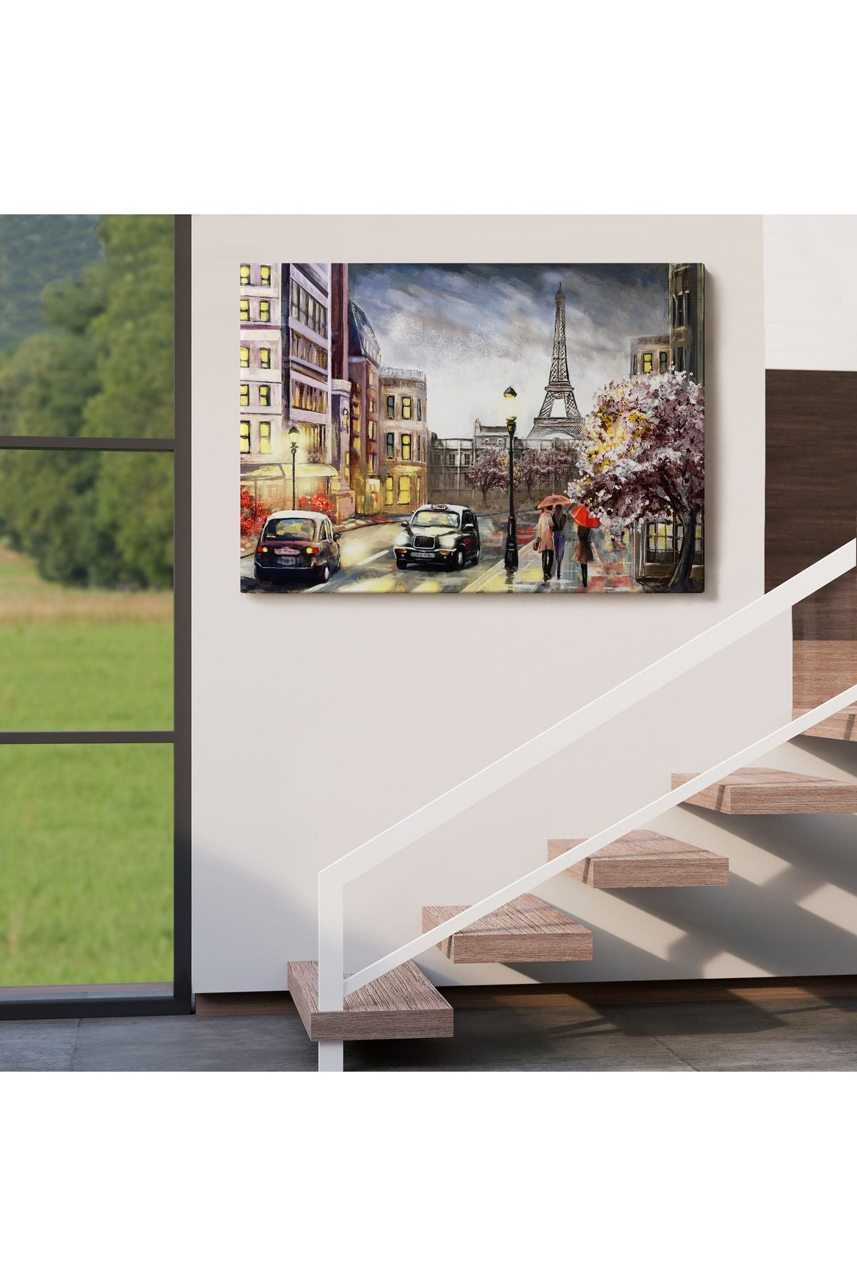 DB HG Eyfel Manzarası Yağlıboya Görünüm Dekoratif Kanvas Duvar Tablosu-3554